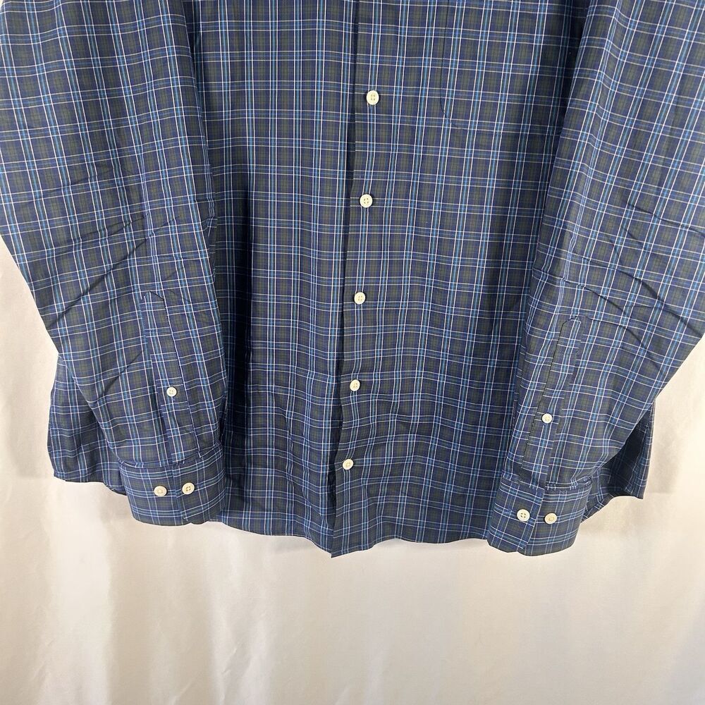 Peter Millar Dress Shirt Men'sXL Blue Green Plaid Button Up Long Sleeve Cotton B - Picture 3 of 6
